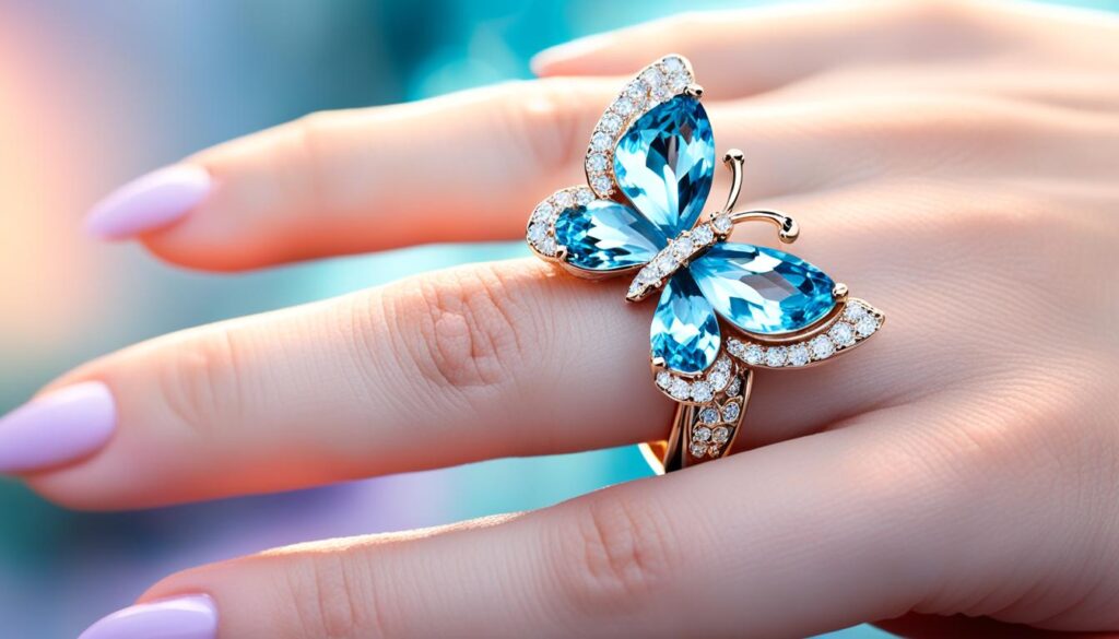 aquamarine butterfly ring