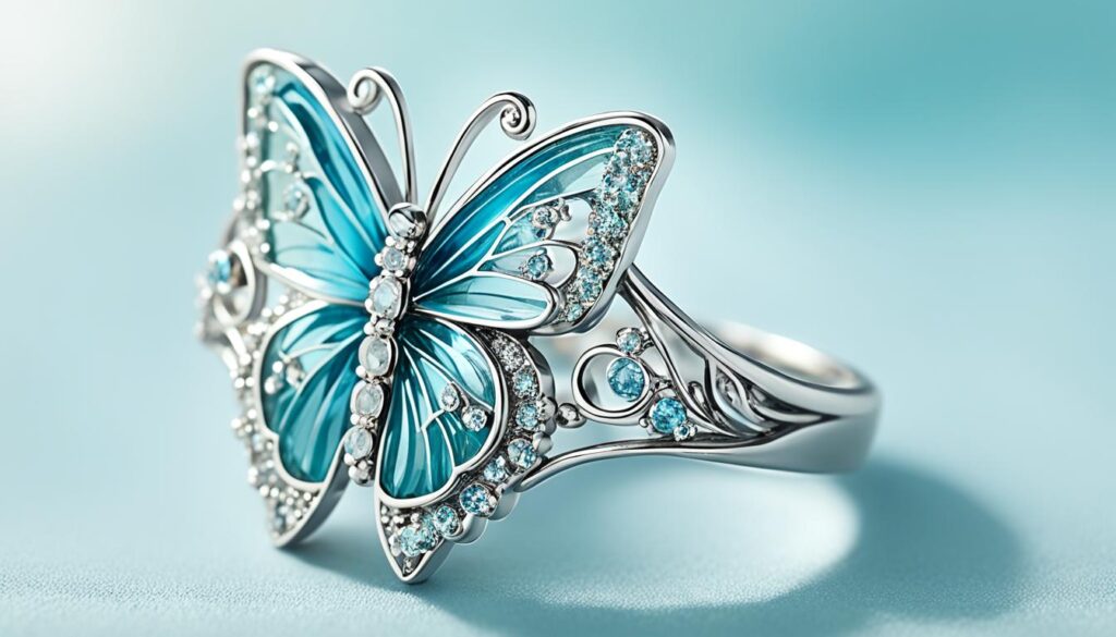 aquamarine butterfly ring