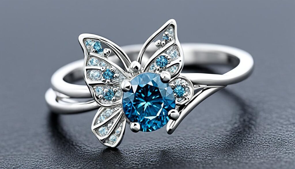 blue diamond butterfly ring