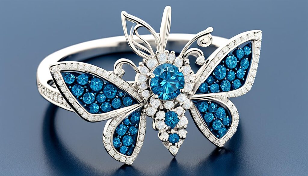 blue diamond butterfly ring