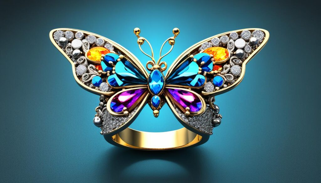 bomb party butterfly ring