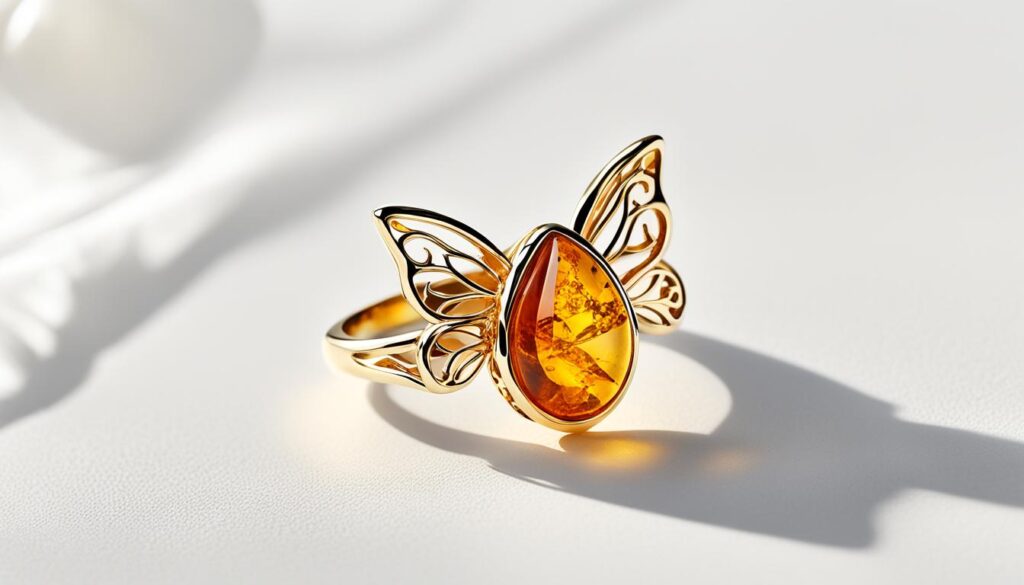 butterfly amber ring