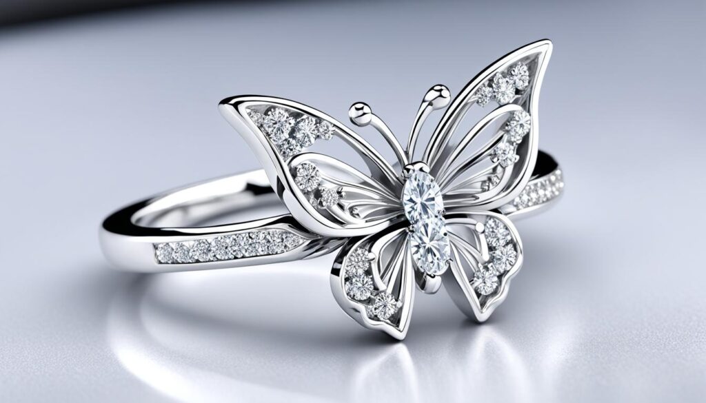 butterfly cut diamond ring