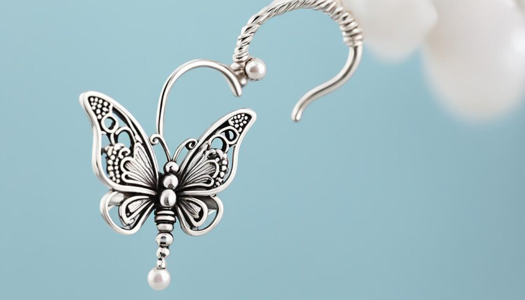 butterfly dangle nose ring