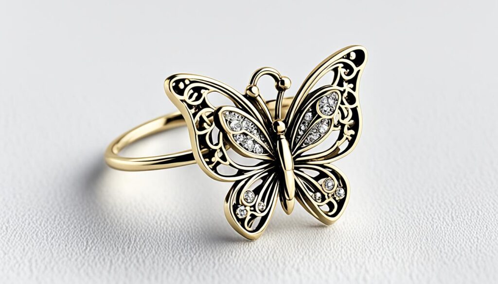 butterfly dangle ring
