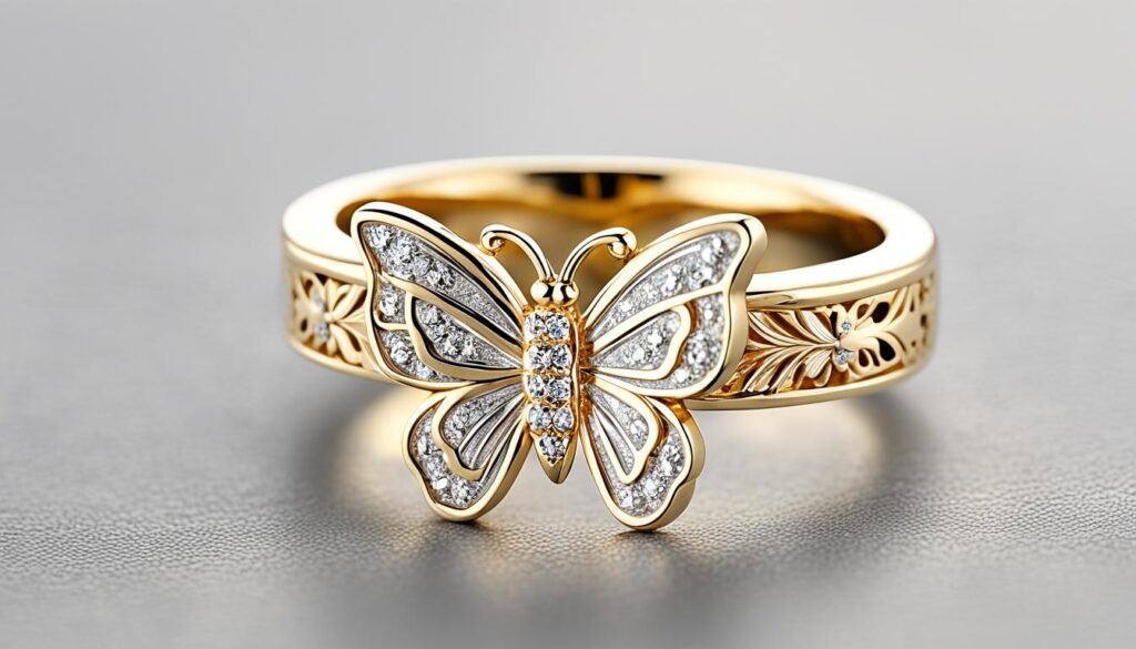 butterfly engraved ring