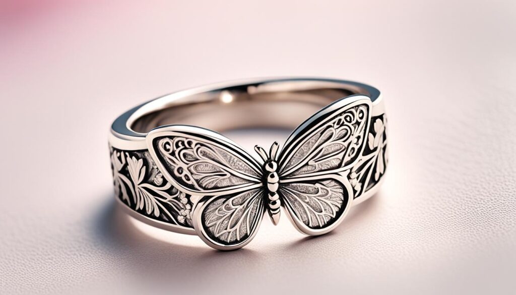 butterfly engraved ring