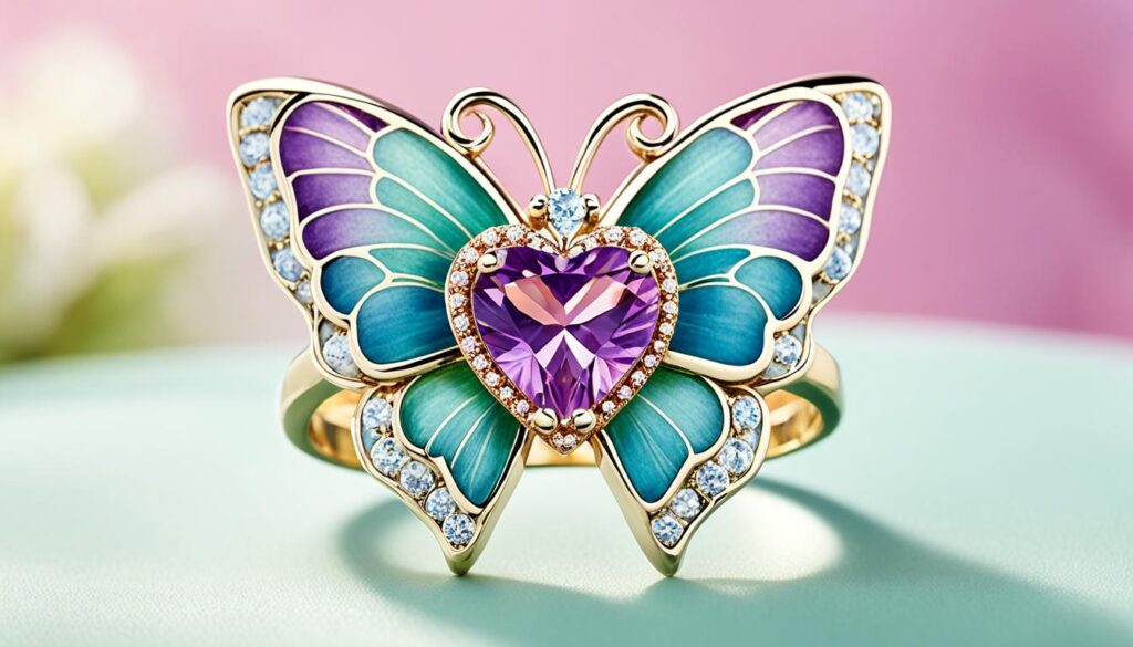 butterfly heart ring
