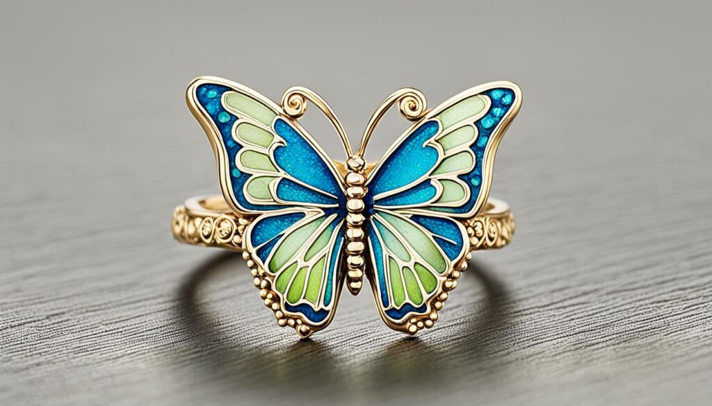 enamel butterfly rings