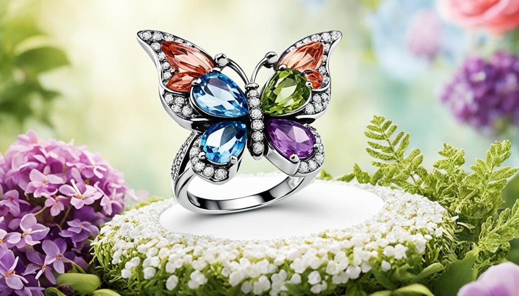 gemstone butterfly rings