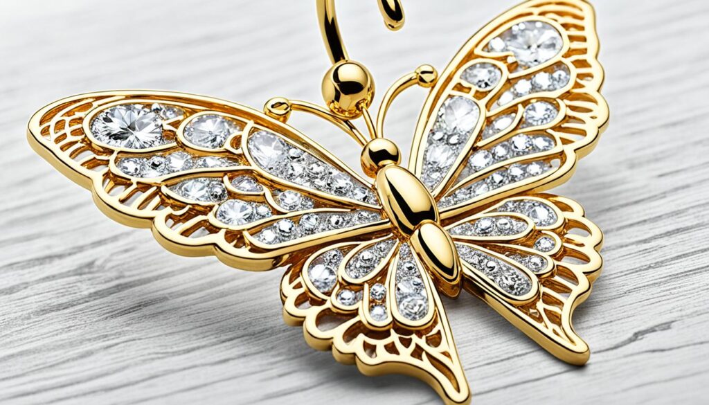 gold butterfly belly ring