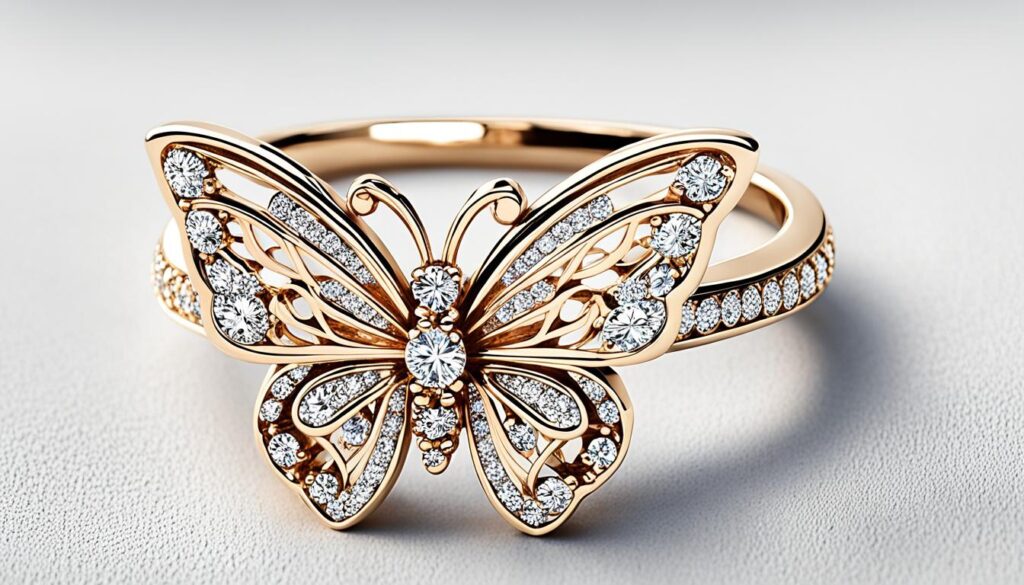 pave butterfly ring