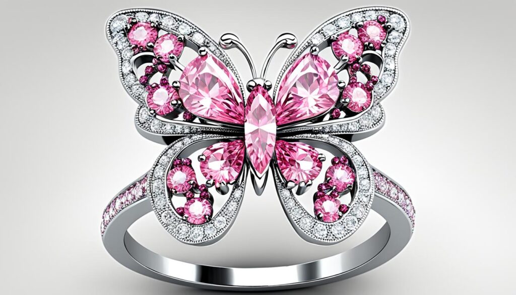 pink diamond butterfly ring