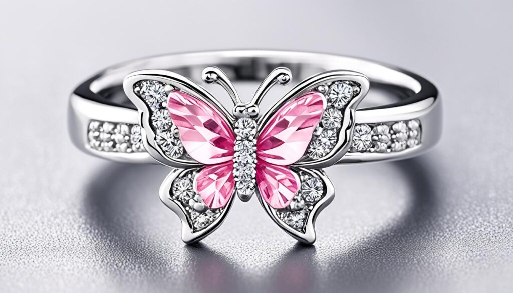 pink diamond butterfly ring