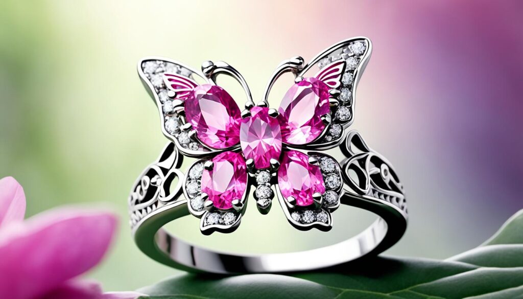 pink sapphire butterfly ring