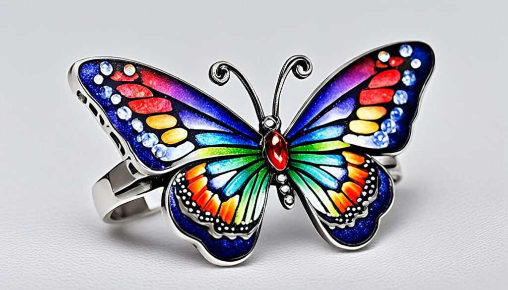 rainbow butterfly ring