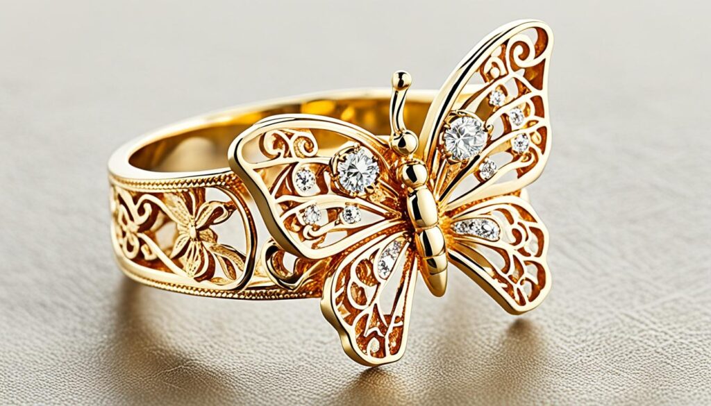 vintage gold butterfly ring