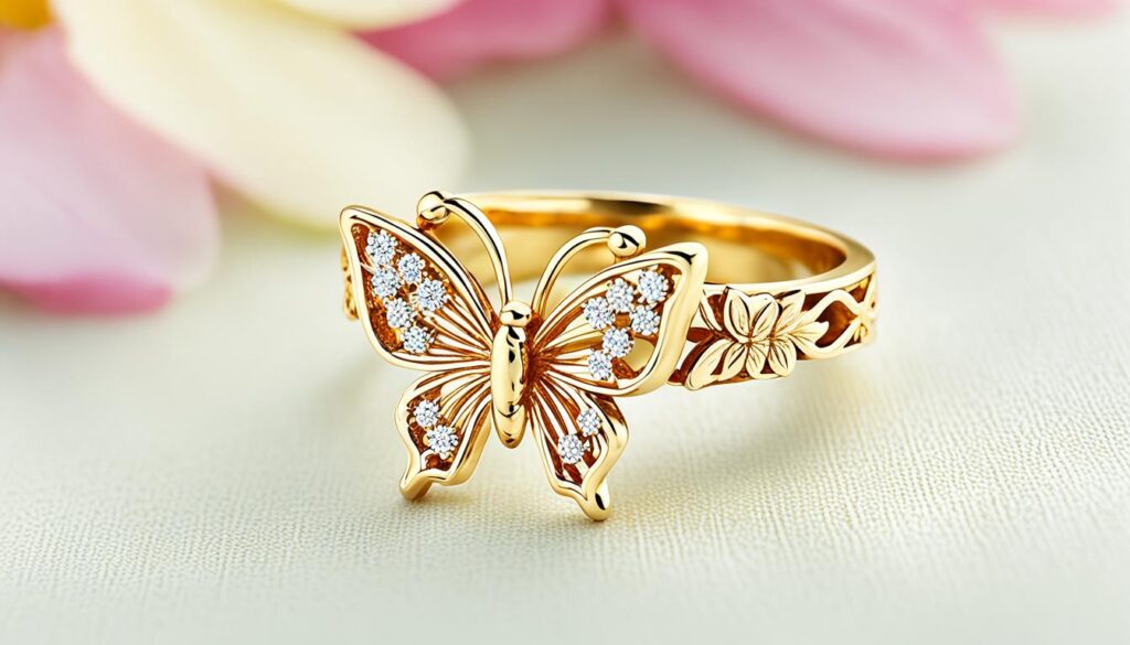 vintage gold butterfly ring
