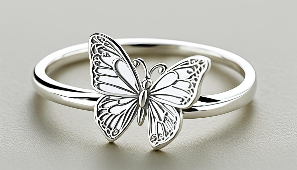 white butterfly ring