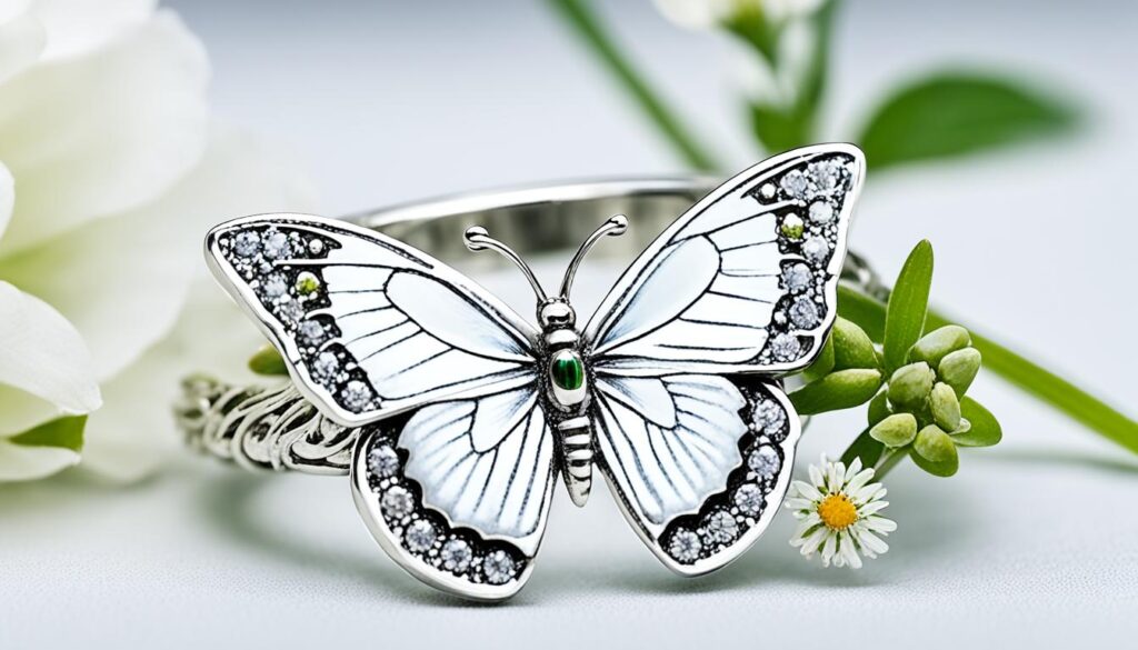 white butterfly ring